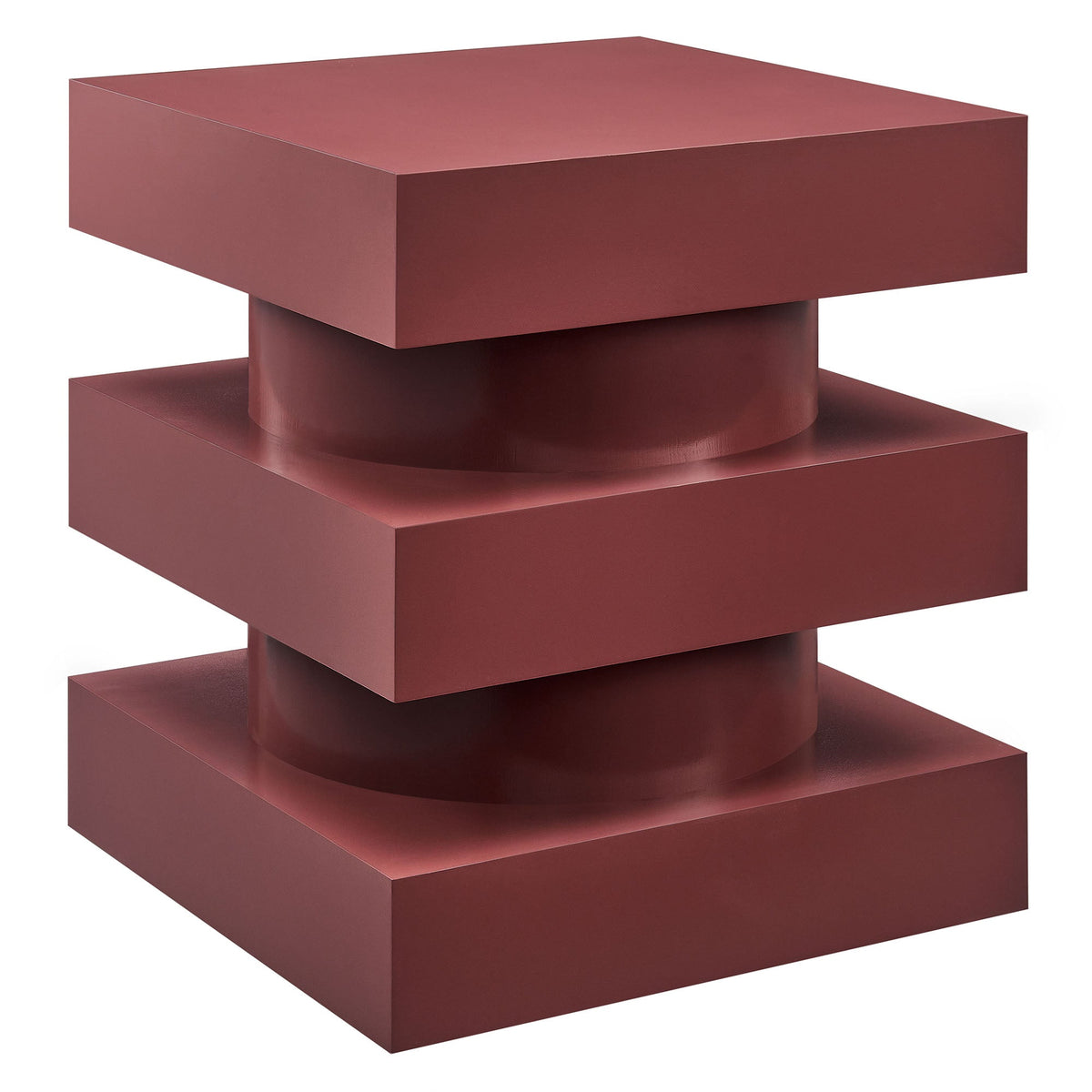 Perpetuate Totem End Table by Modway, burgundy stacked cube pedestal, modern geometric design on Tampa Home & Garden Store