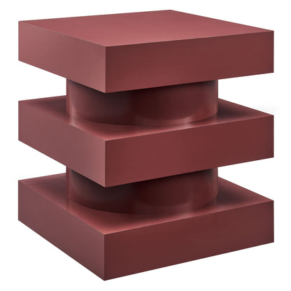 Perpetuate Totem End Table by Modway, burgundy stacked cube pedestal, modern geometric design on Tampa Home & Garden Store
