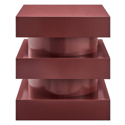 Perpetuate Totem End Table by Modway burgundy with stacked square top and cylindrical base on Tampa Home & Garden Store