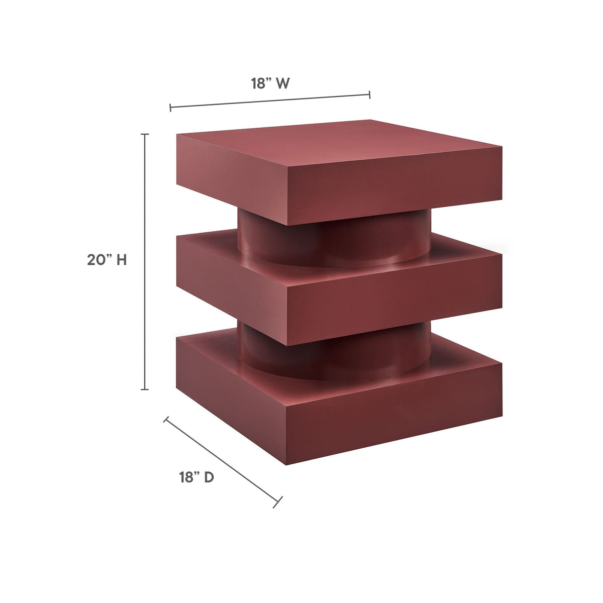 Perpetuate Totem End Table by Modway burgundy stacked block design on Tampa Home & Garden Store