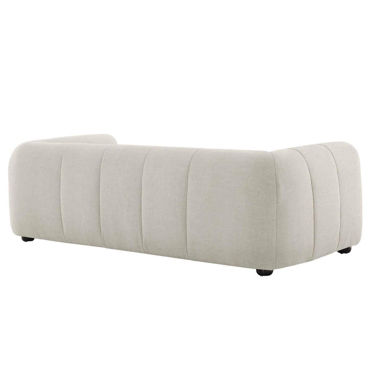 Liana Upholstered Fabric Sofa beige fabric with vertical channel tufting and rounded back on Tampa Home & Garden Store
