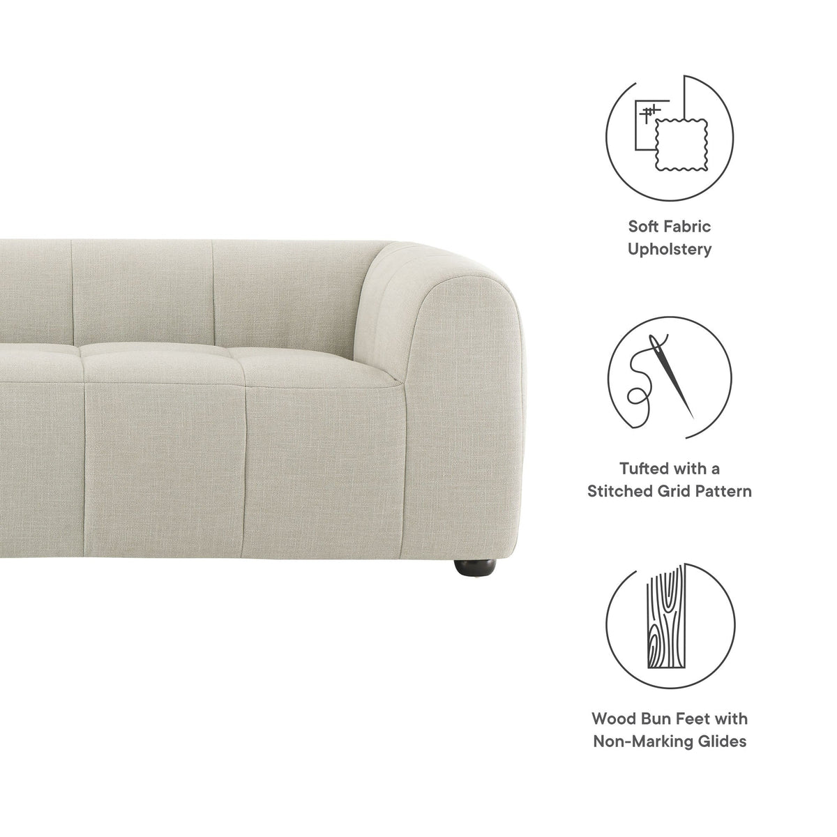 Liana Upholstered Fabric Sofa beige fabric with tufted cushions by Modway on Tampa Home & Garden Store