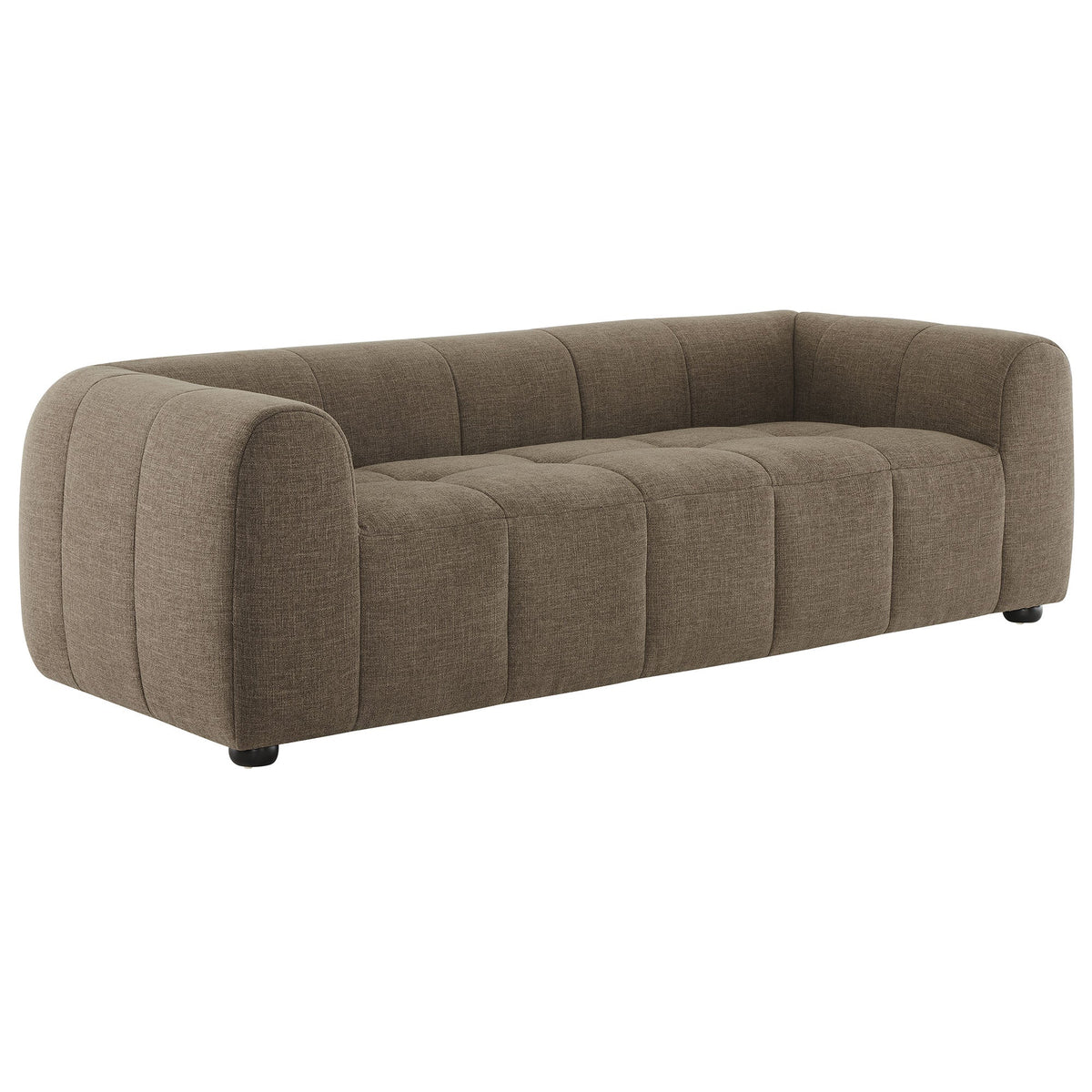 Liana Upholstered Fabric Sofa in taupe with rounded arms and tufted cushions by Modway on Tampa Home & Garden Store