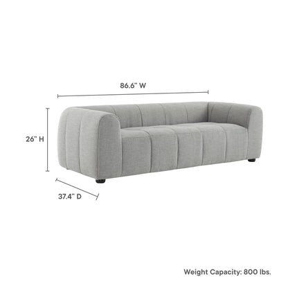 Liana Upholstered Fabric Sofa gray fabric with channel tufting 86.6in wide on Tampa Home & Garden Store