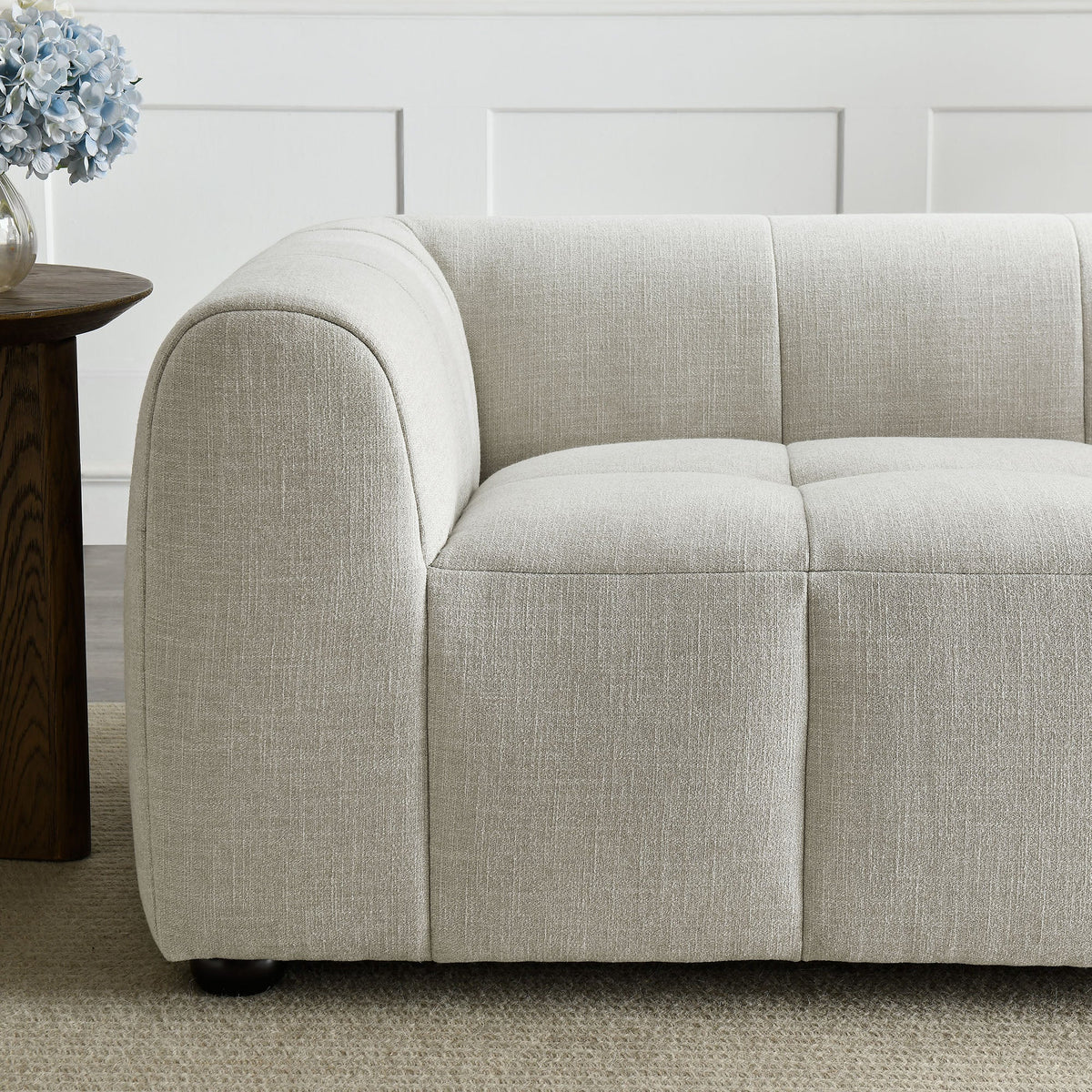 Liana Upholstered Fabric Loveseat in light beige with rounded arms and textured weave by Modway on Tampa Home & Garden Store