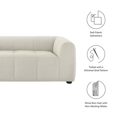 Beige Liana Upholstered Fabric Loveseat by Modway with tufted grid-pattern cushions on Tampa Home & Garden Store