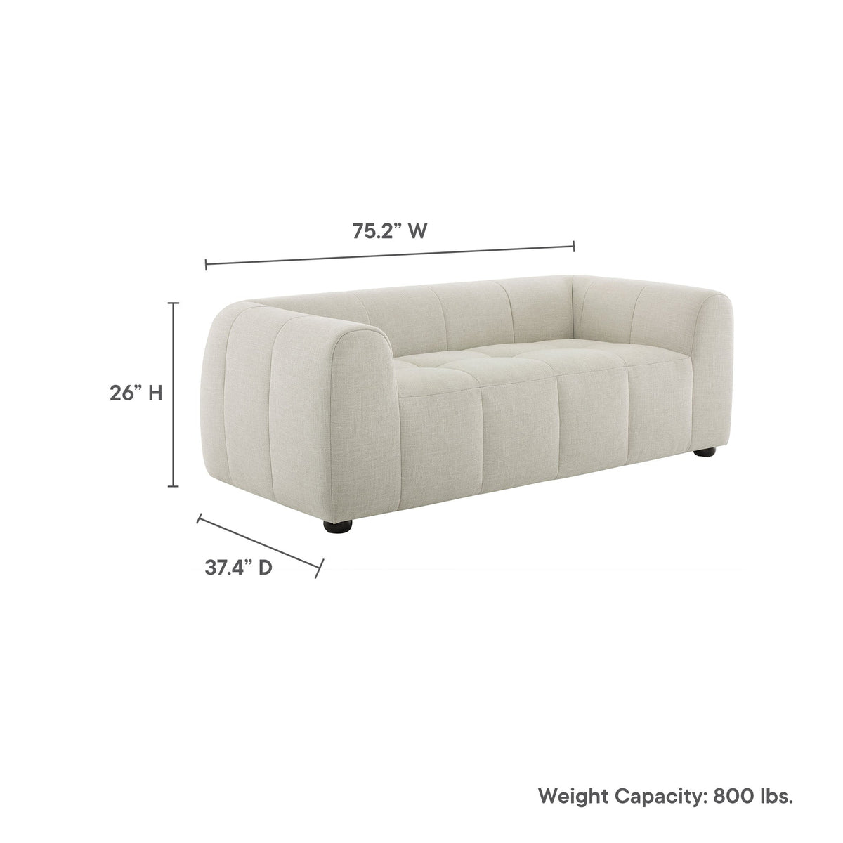 Liana Upholstered Fabric Loveseat by Modway, beige fabric, rounded arms on Tampa Home & Garden Store