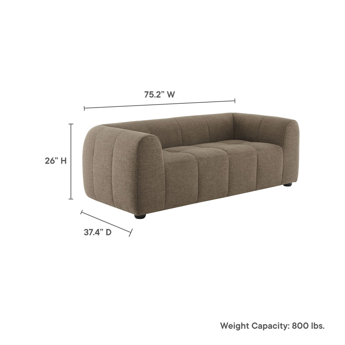 Liana Upholstered Fabric Loveseat taupe fabric with tufted cushions and rounded arms by Modway on Tampa Home & Garden Store