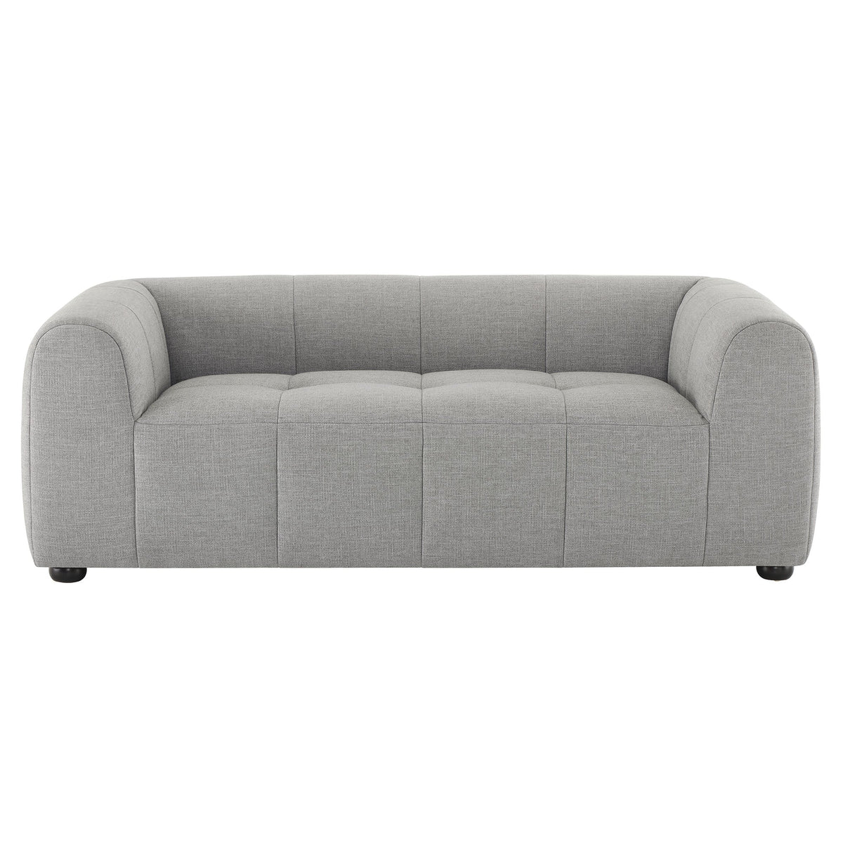 Liana upholstered fabric loveseat, gray woven fabric, rounded arms, 2-seat cushions on Tampa Home & Garden Store