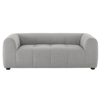 Liana upholstered fabric loveseat, gray woven fabric, rounded arms, 2-seat cushions on Tampa Home & Garden Store