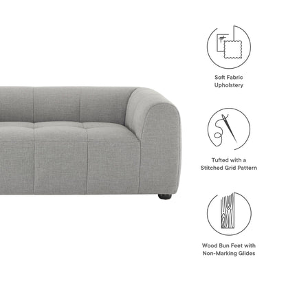 Liana Upholstered Fabric Loveseat by Modway, grey fabric, tufted grid arms on Tampa Home & Garden Store