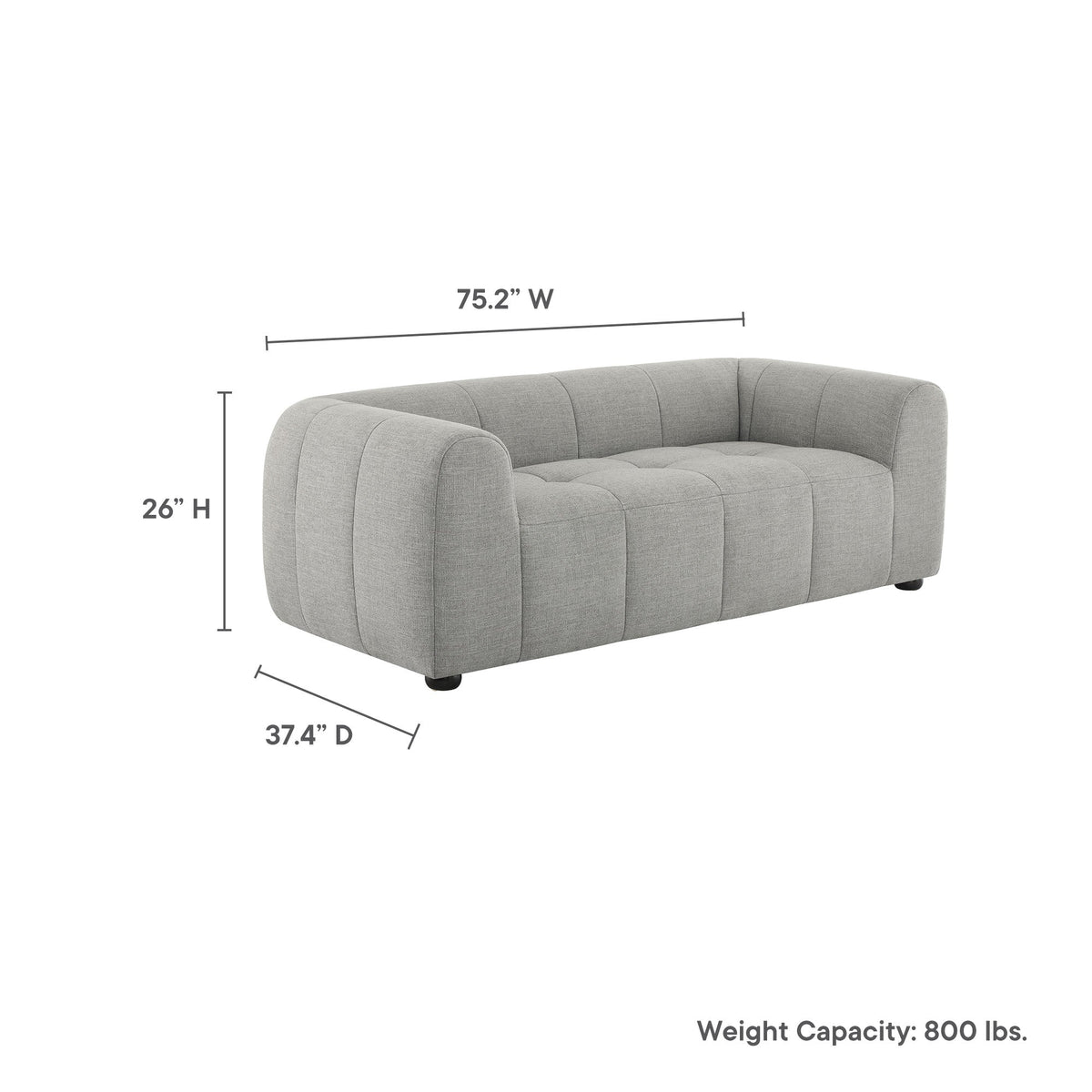 Liana Upholstered Fabric Loveseat by HouseOfZazla in gray fabric with tufted cushions on Tampa Home & Garden Store