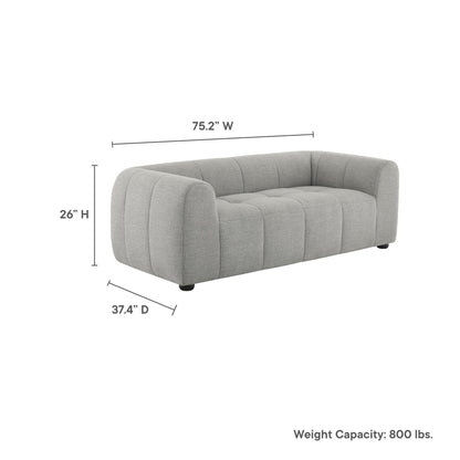 Liana Upholstered Fabric Loveseat by HouseOfZazla in gray fabric with tufted cushions on Tampa Home & Garden Store