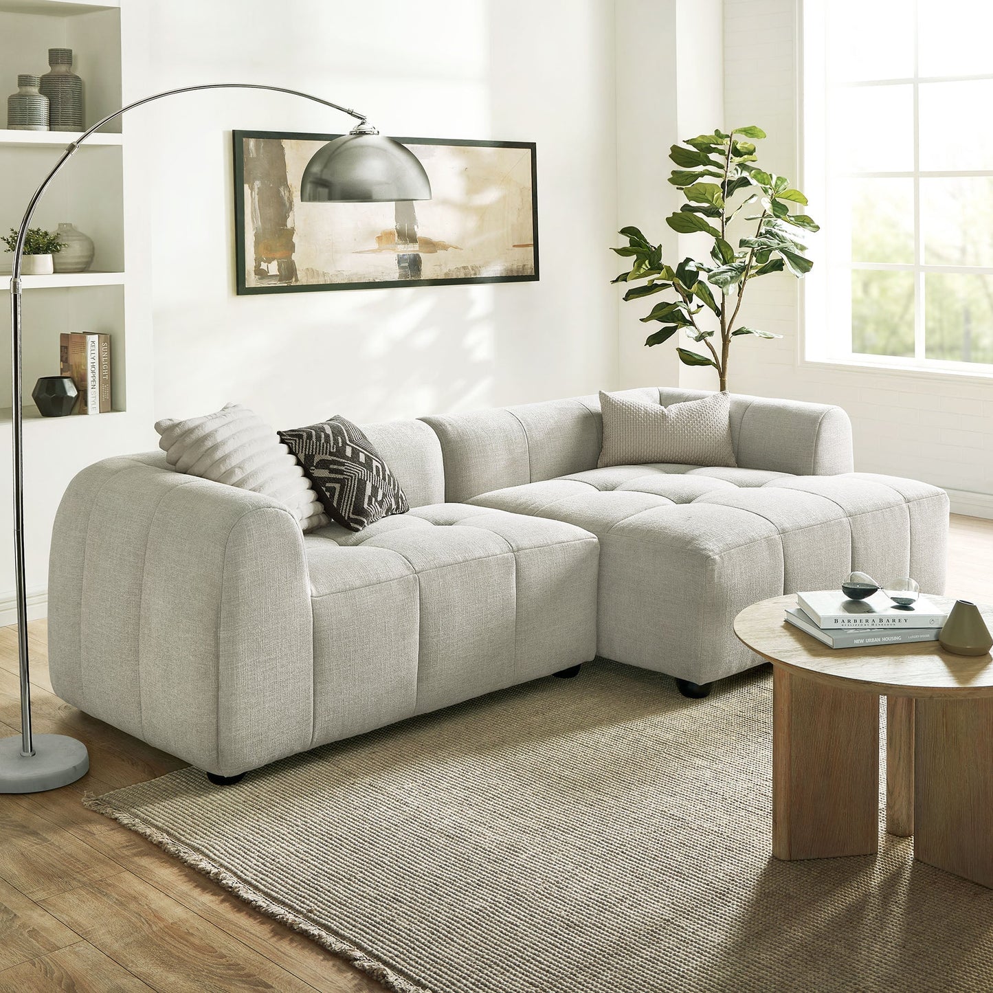 A Right Facing Liana Fabric Sofa and Chaise