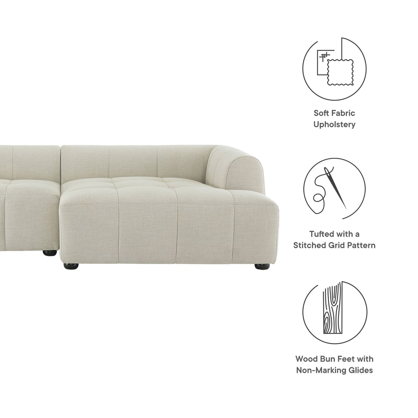 A Right Facing Liana Fabric Sofa and Chaise