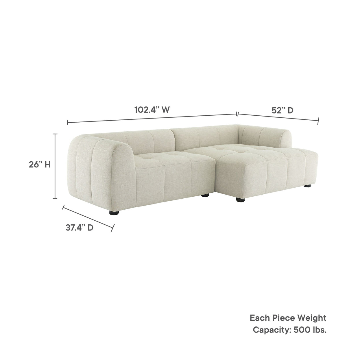 A Right Facing Liana Fabric Sofa and Chaise
