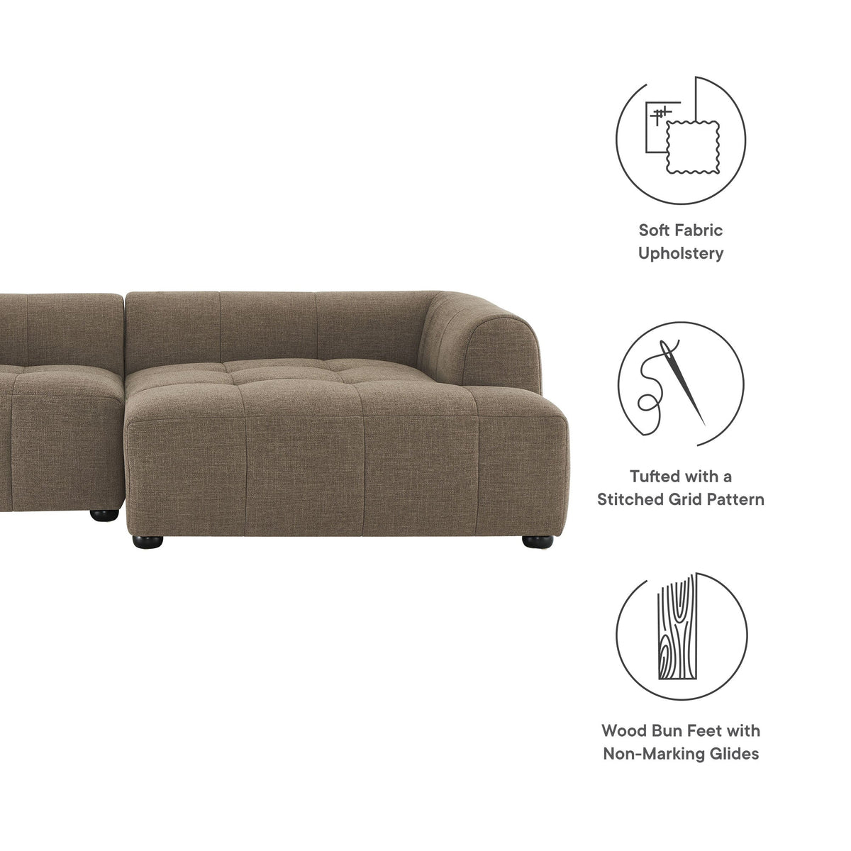 A Right Facing Liana Fabric Sofa and Chaise