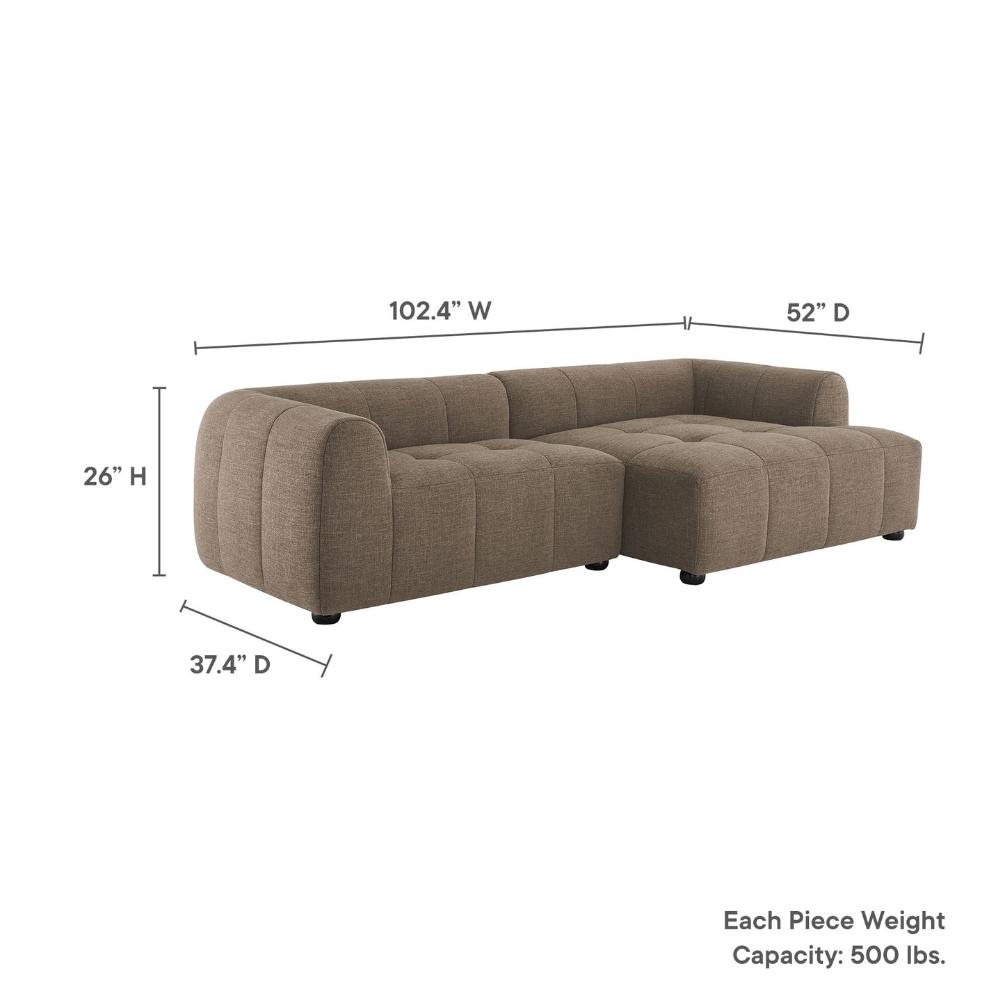 A Right Facing Liana Fabric Sofa and Chaise