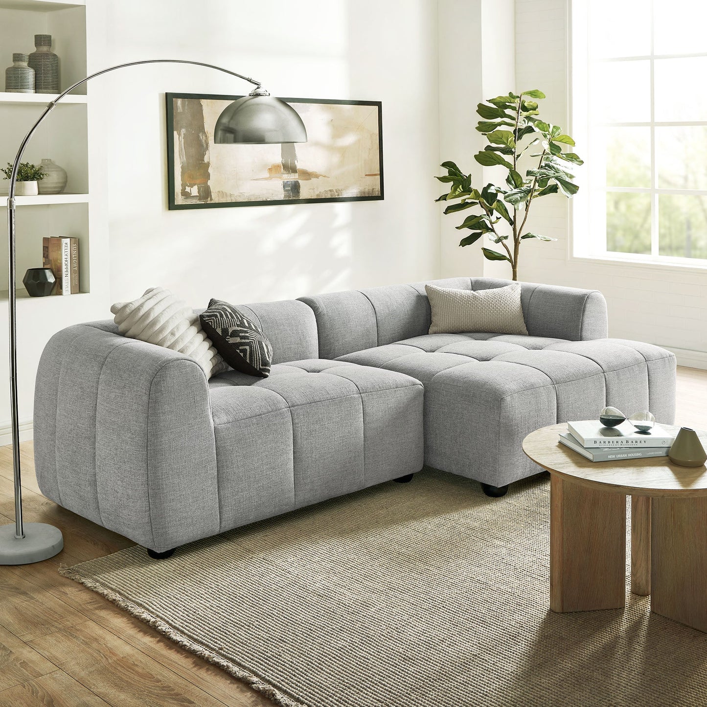 A Right Facing Liana Fabric Sofa and Chaise