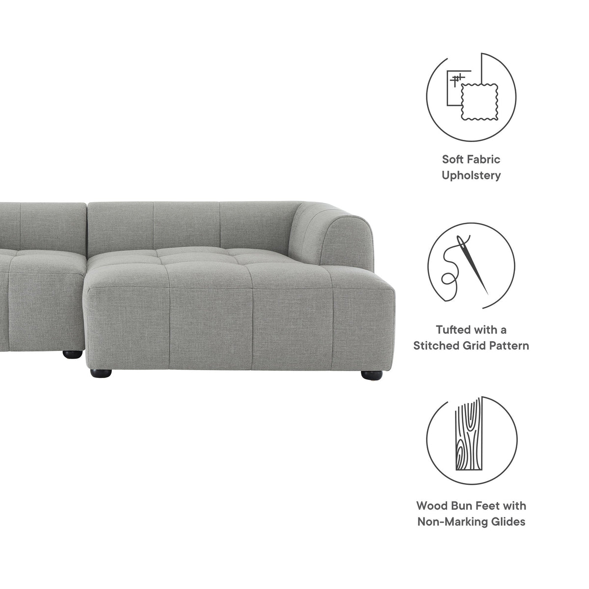 A Right Facing Liana Fabric Sofa and Chaise