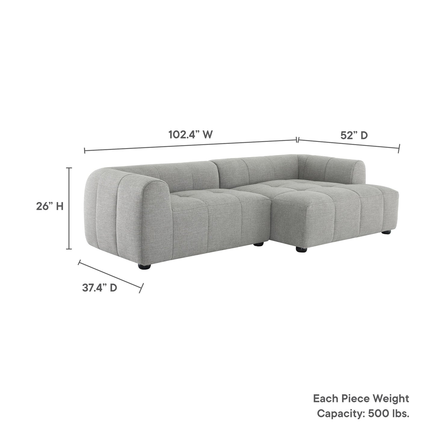 A Right Facing Liana Fabric Sofa and Chaise
