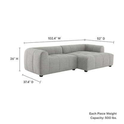 A Right Facing Liana Fabric Sofa and Chaise
