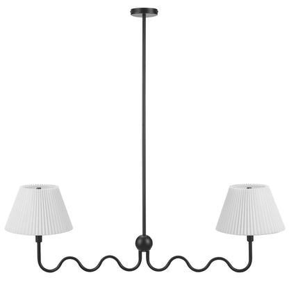 Wave Squiggle 2-Arm Pendant Light black metal frame with two white shades HouseOfZazla on Tampa Home & Garden Store