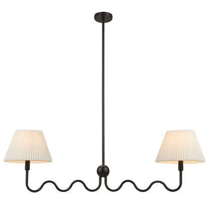 Wave Squiggle 2-Arm Pendant Light in black metal with cream pleated shades by HouseOfZazla on Tampa Home & Garden Store