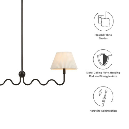 Wave Squiggle 2-Arm Pendant Light by Modway, fixture with squiggly arms and pleated shade on Tampa Home & Garden Store