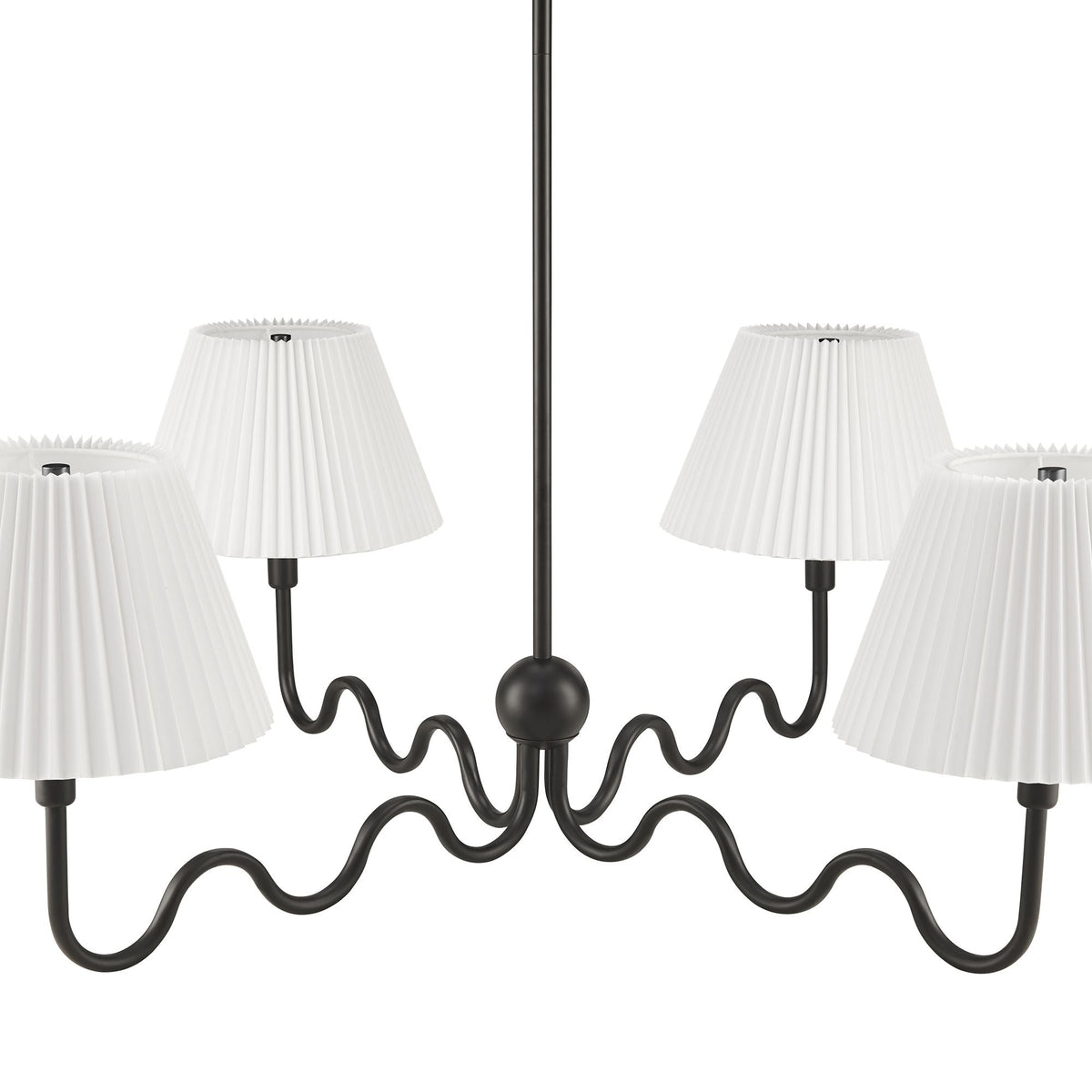 Wave Squiggle 4-Arm Pendant Light in black metal with pleated white shades by HouseOfZazla on Tampa Home & Garden Store
