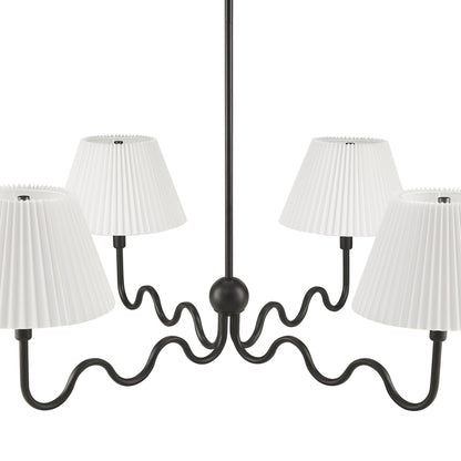 Wave Squiggle 4-Arm Pendant Light in black metal with pleated white shades by HouseOfZazla on Tampa Home & Garden Store