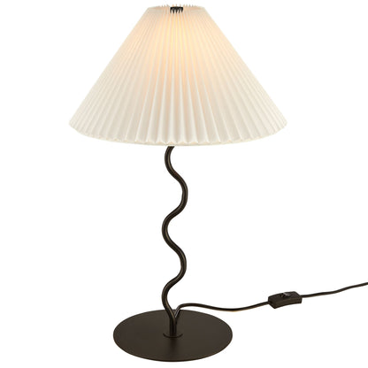 Wave Squiggle Table Lamp by HouseOfZazla with white pleated shade and dark metal base on Tampa Home & Garden Store
