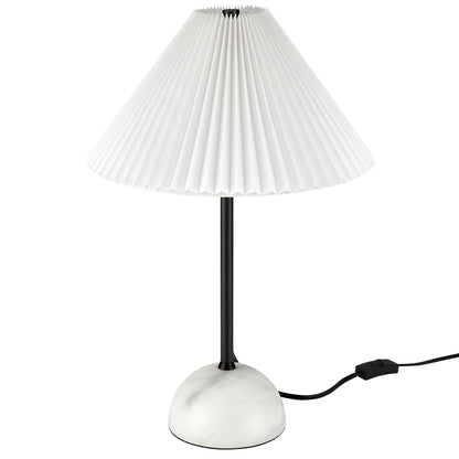 Illusion Marble Dome Table Lamp with white pleated shade, marble sphere base, black stem on Tampa Home & Garden Store