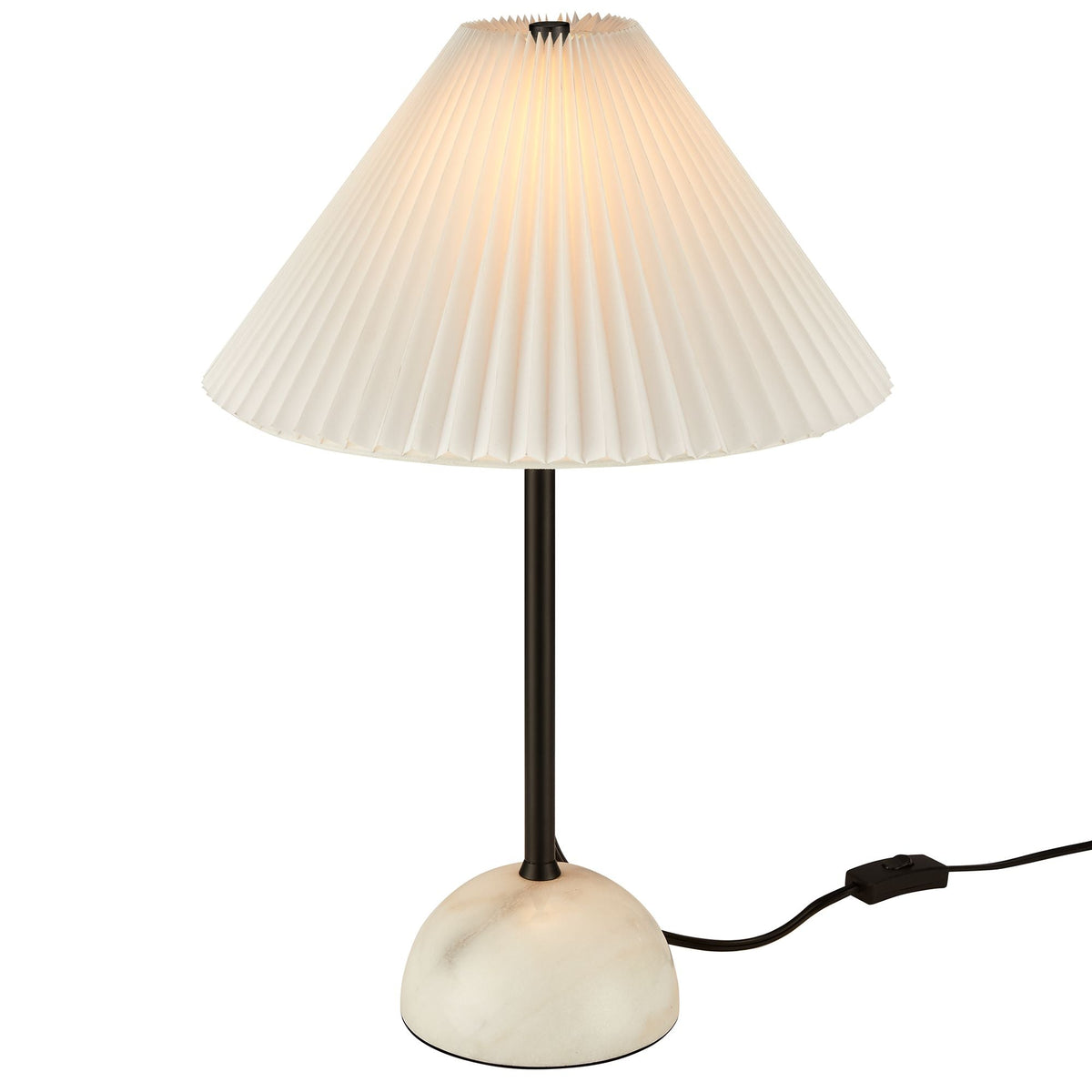 Illusion Marble Dome Table Lamp by Modway with cream pleated shade and marble base on Tampa Home & Garden Store