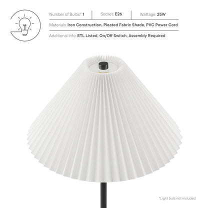 Illusion Marble Dome Table Lamp by Modway with white pleated fabric shade and black stem on Tampa Home & Garden Store