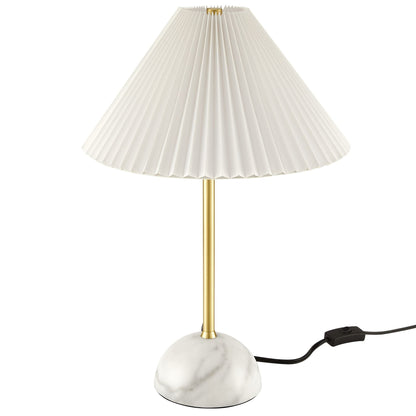 Illusion Marble Dome Table Lamp with pleated shade, brass stem and marble base by HouseOfZazla on Tampa Home & Garden Store