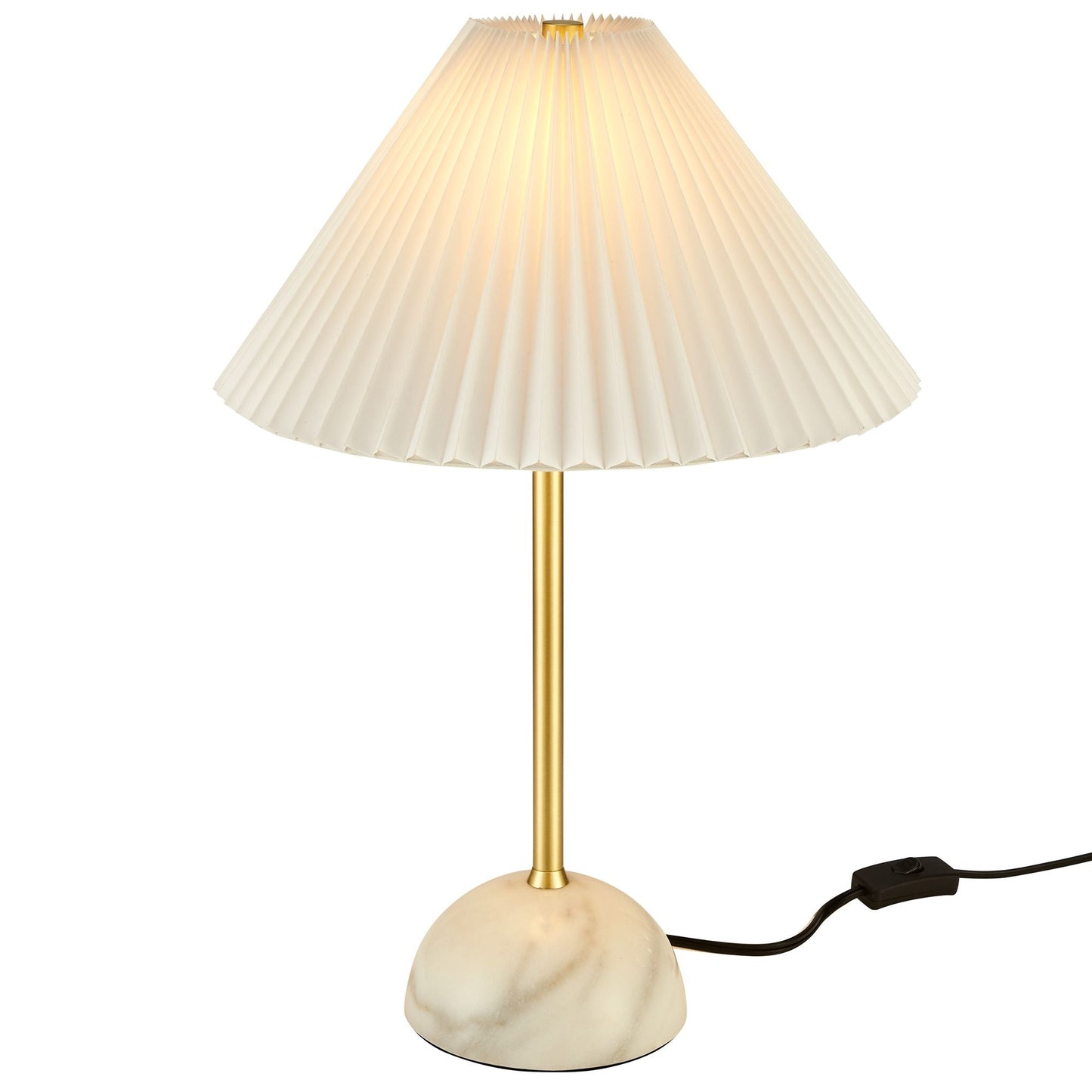 Illusion Marble Dome Table Lamp by Modway with cream pleated shade brass stem marble base on Tampa Home & Garden Store