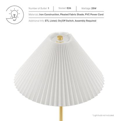 Illusion Marble Dome Table Lamp by Modway, white pleated shade, gold base on Tampa Home & Garden Store
