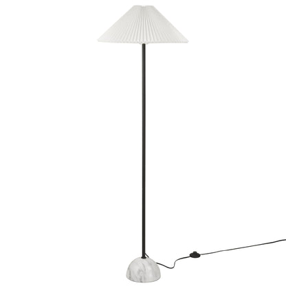 Illusion Marble Dome Floor Lamp with white pleated shade, black stem, marble base spheres on Tampa Home & Garden Store