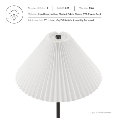Floor lamp Illusion Marble Dome white pleated shade, black stem on Tampa Home & Garden Store