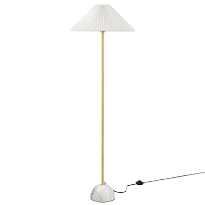 Illusion Marble Dome Floor Lamp by Modway with white pleated shade, brass stem, marble base on Tampa Home & Garden Store