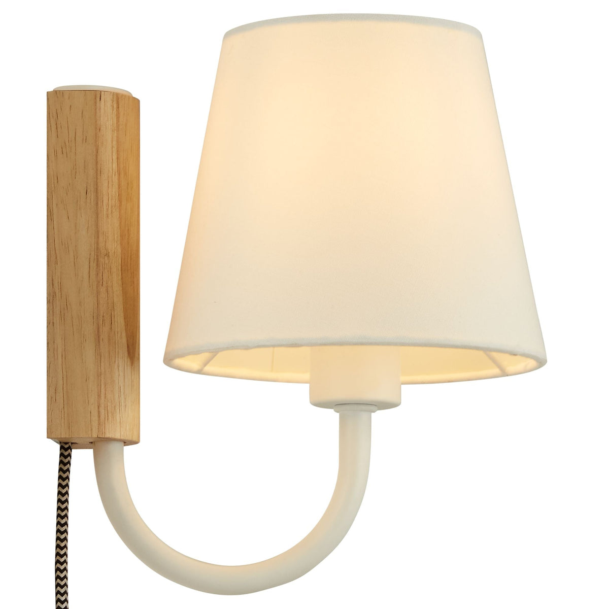 Sunlit Swivel Wall Sconce by Modway with natural wood post and cream fabric shade on Tampa Home & Garden Store