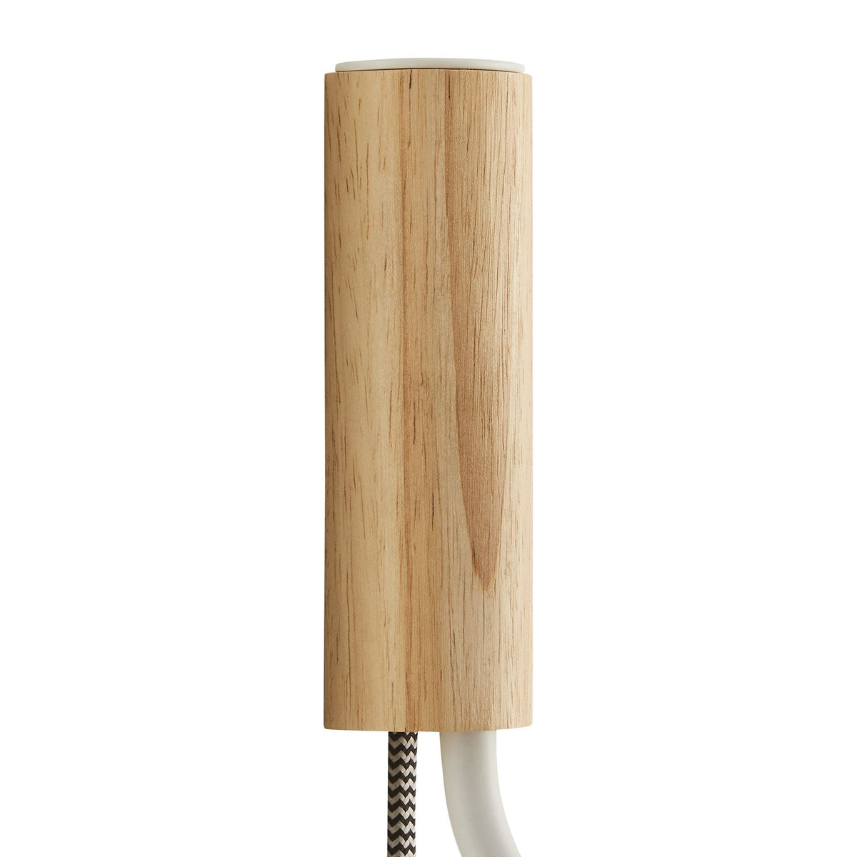 Sunlit Swivel Wall Sconce in natural wood cylinder with white cap and braided cord on Tampa Home & Garden Store