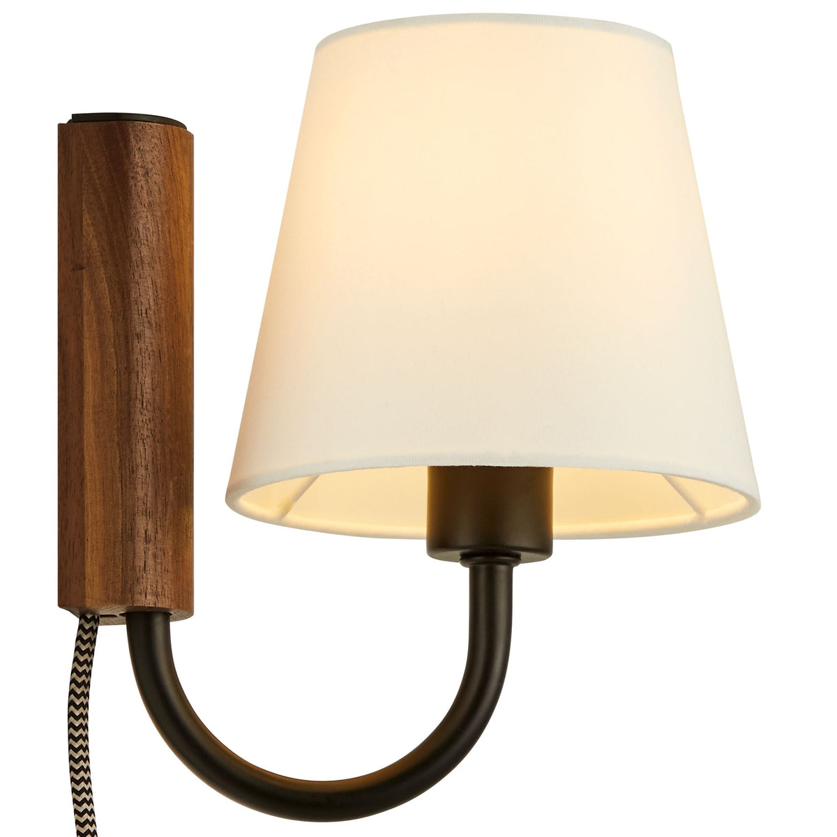 Sunlit Swivel Wall Sconce by Modway, wood post, cream shade, braided cord HouseOfZazla on Tampa Home & Garden Store