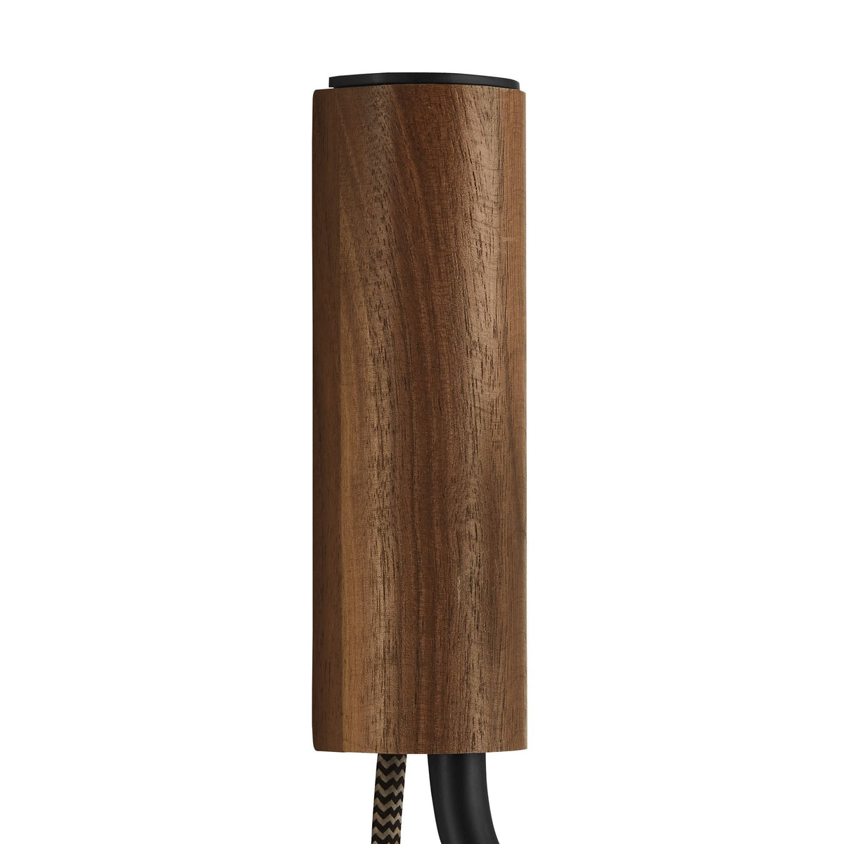 Sunlit Swivel Wall Sconce wooden cylindrical body with black top and braided cord on Tampa Home & Garden Store