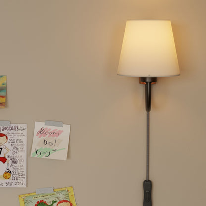 Sunlit Swivel Wall Sconce beige fabric shade with black metal base HouseOfZazla on Tampa Home & Garden Store
