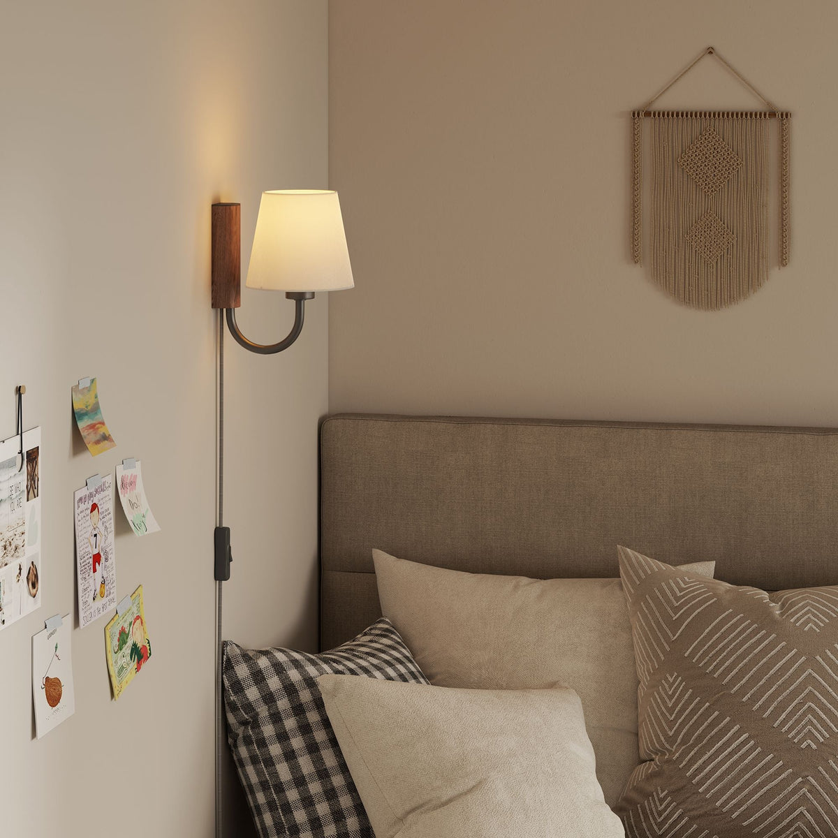 Sunlit Swivel Wall Sconce by Modway with warm beige shade and wood accents, cozy glow on Tampa Home & Garden Store