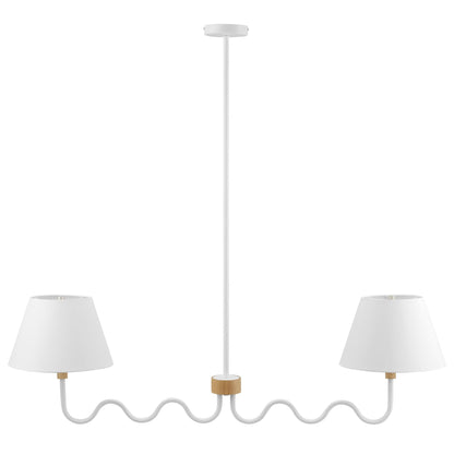 Sunlit Squiggle 2-Arm Pendant Light by Modway, white with two shades on a curly cord on Tampa Home & Garden Store