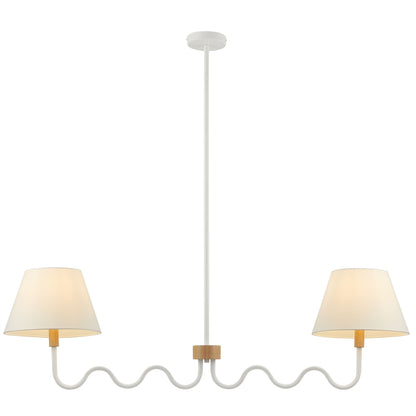 Sunlit Squiggle 2-Arm Pendant Light by Modway; white fixture with cream shades and curved arms on Tampa Home & Garden Store