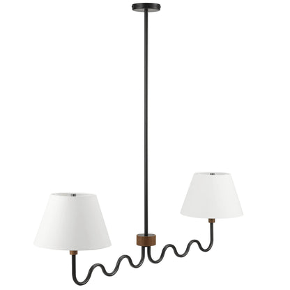Sunlit Squiggle 2-Arm Pendant Light with two white cone shades on a black squiggle cord on Tampa Home & Garden Store